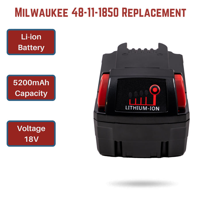 Milwaukee ML-18 2603-20 2603-22 2604-22 2606-20 2606-22CT 2607-22 2607-22CT 2615-21 2641-20 2646-21CT 2656-22CT 2701-20 2705-20 2706-22 [18V / 108Wh] Power Tool Battery Replacement